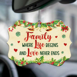 Christmas Gift Family Where Life Begins And Love Never Ends - Horizontal Ornament - Owl Ohh - Owl Ohh