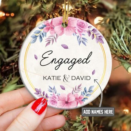Christmas Gift Engaged Style Personalized - Circle Ornament - Owl Ohh - Owl Ohh