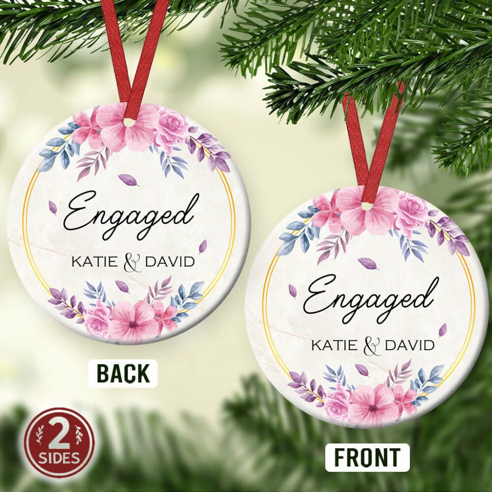 Christmas Gift Engaged Style Personalized - Circle Ornament - Owl Ohh - Owl Ohh