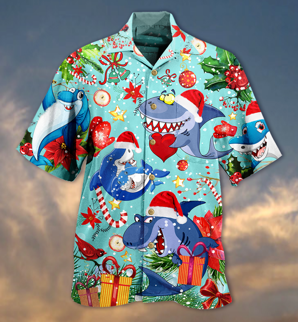 Shark Love Christmas - Hawaiian Shirt - Owl Ohh - Owl Ohh