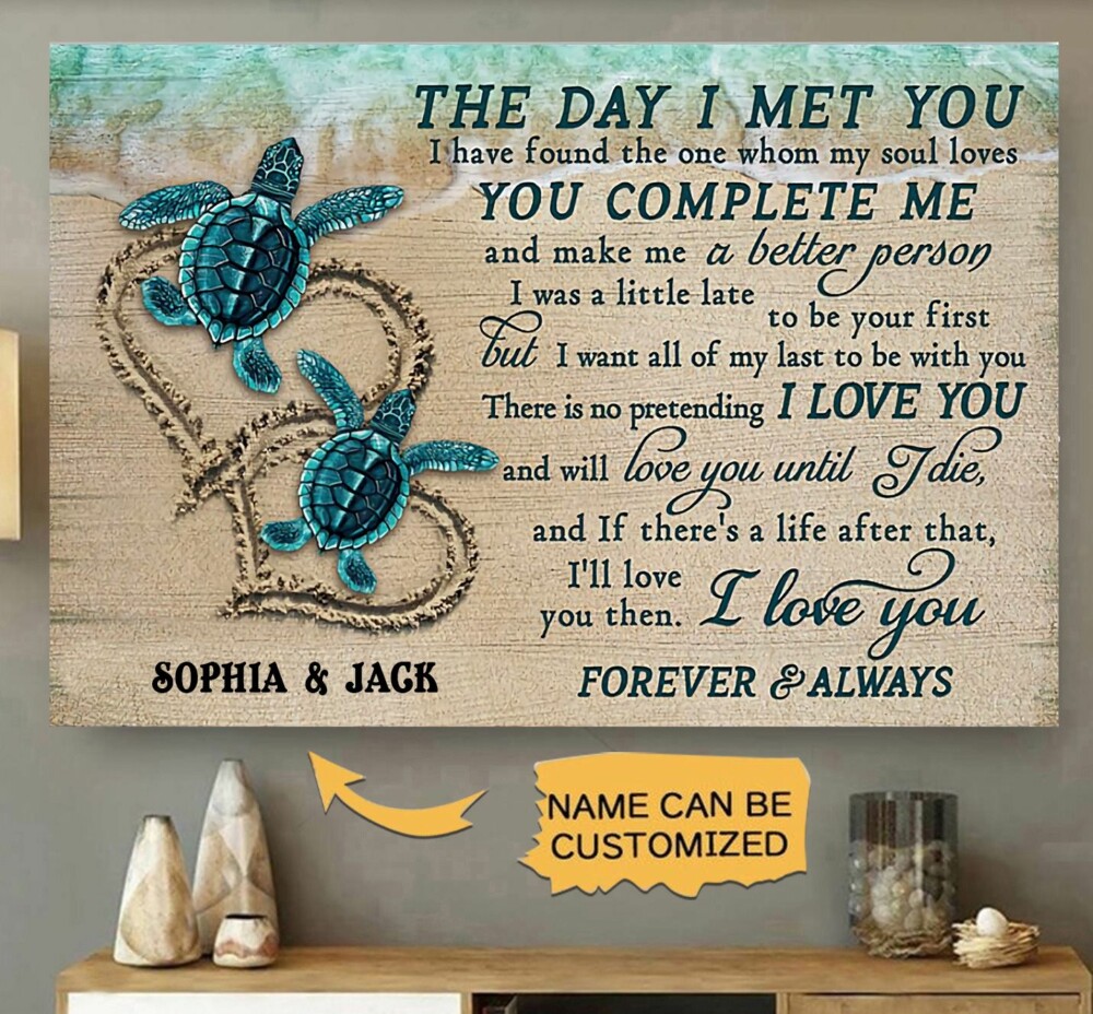 Turtle Couple Love Personalized - Horizontal Poster - Owl Ohh - Owl Ohh