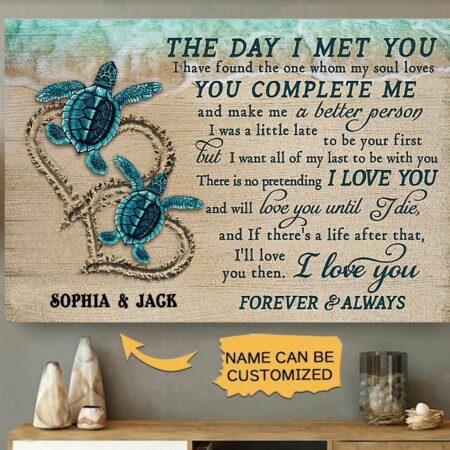 Turtle Couple Love Personalized - Horizontal Poster - Owl Ohh - Owl Ohh