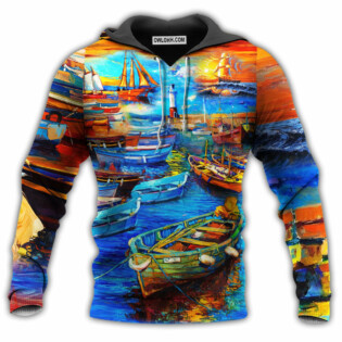 Boat The Bygone Days By The Harbor In The Sunset - Hoodie - Owl Ohh - Owl Ohh