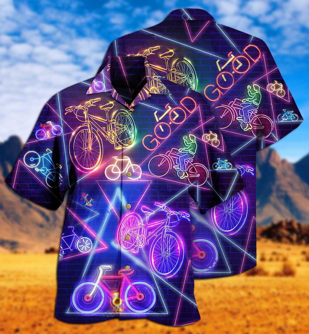 Bike Neon Style Love Purple Really Much - Hawaiian Shirt - Owl Ohh - Owl Ohh