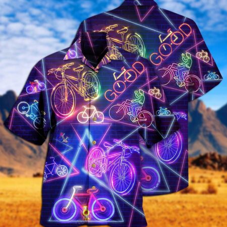 Bike Neon Style Love Purple Really Much - Hawaiian Shirt - Owl Ohh - Owl Ohh