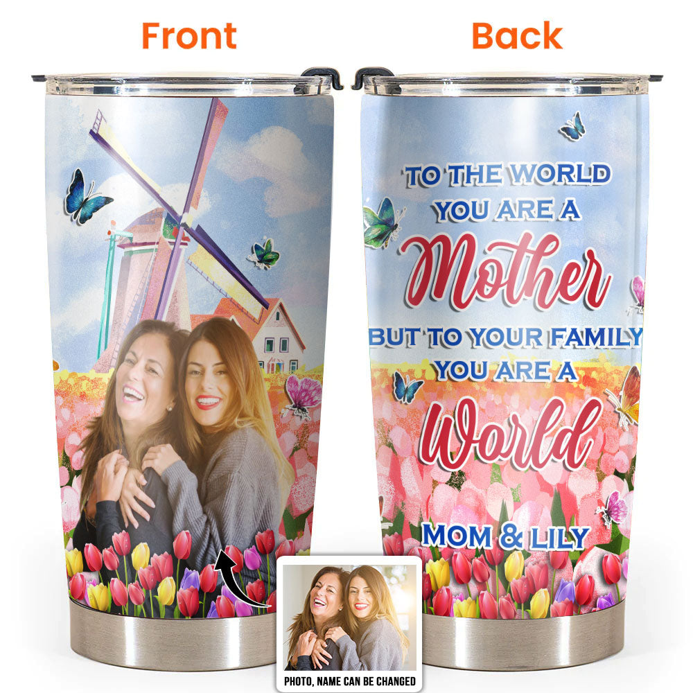 Mother's Day I Love You Flower Tulip Vintage Vibe Custom Photo Personalized - Tumbler - Personalized Photo Gifts-Owl Ohh