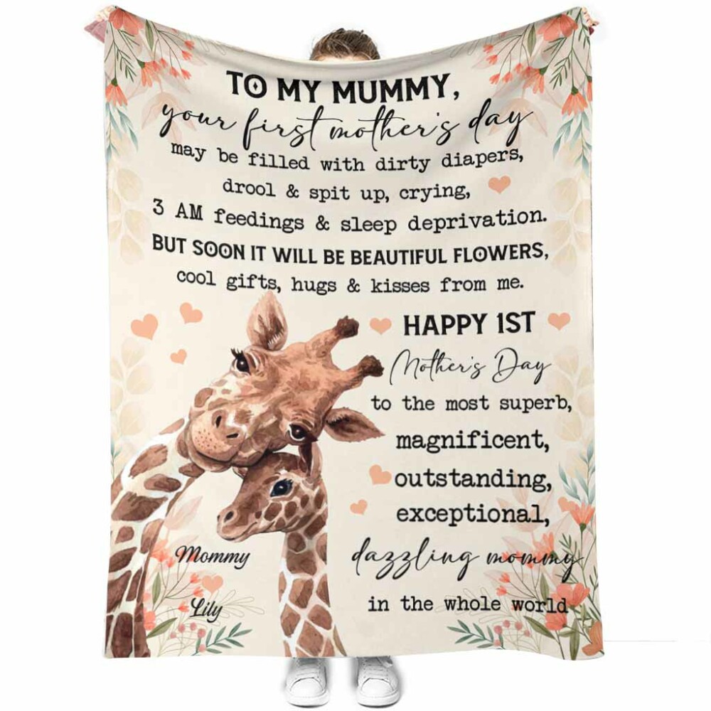 Giraffe To My Mummy On Your 1st Mother's Day Personalized - Flannel Blanket - Owl Ohh - Owl Ohh