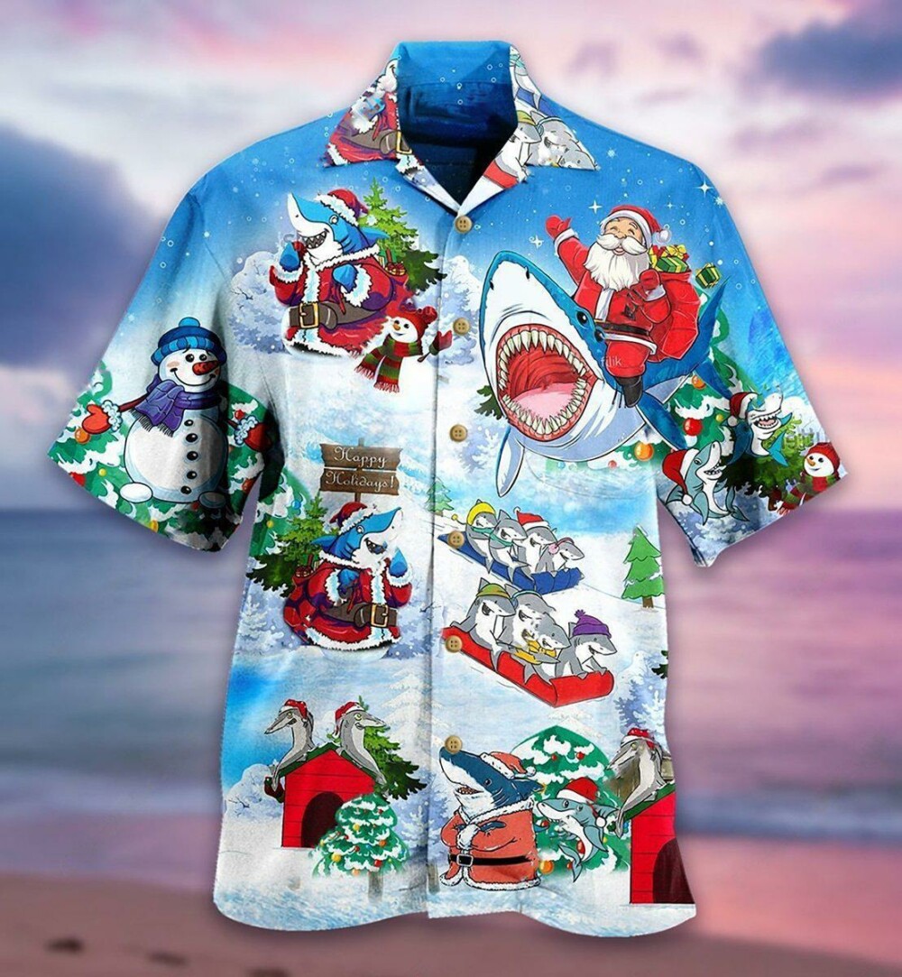 Shark Santa Love Xmas - Hawaiian Shirt - Owl Ohh - Owl Ohh