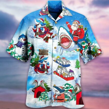 Shark Santa Love Xmas - Hawaiian Shirt - Owl Ohh - Owl Ohh