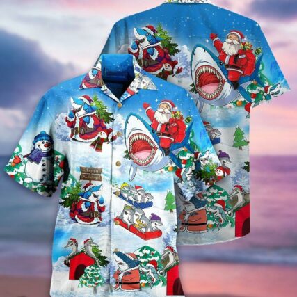 Shark Santa Love Xmas - Hawaiian Shirt - Owl Ohh - Owl Ohh