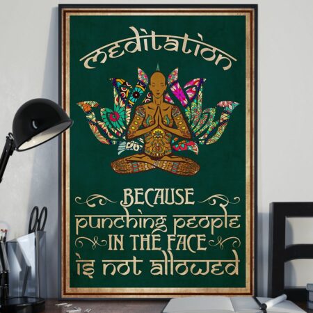 Yoga Meditation Because Pundching People In The Face - Vertical Poster - Owl Ohh - Owl Ohh