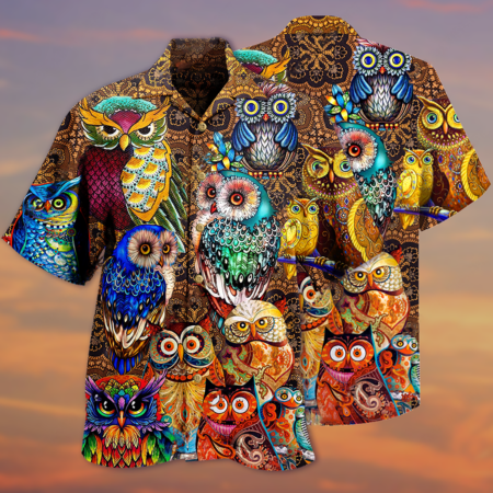 Owl Full Color Love Cool - Hawaiian Shirt - Owl Ohh - Owl Ohh