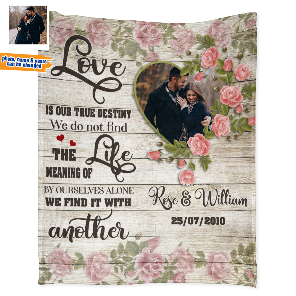 Women's Day, Valentine Gift Love Is Our True Destiny Custom Photo Personalized - Flannel Blanket - Personalized Photo Gifts - Owl Ohh