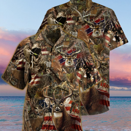 Hunting Deer America Wild - Hawaiian Shirt - Owl Ohh - Owl Ohh