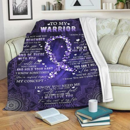 Alzheimer Awareness To My Warrior I'll Love You - Flannel Blanket - Owl Ohh - Owl Ohh