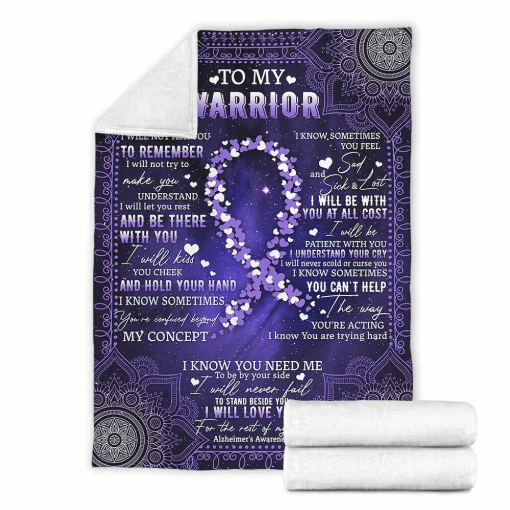 Alzheimer Awareness To My Warrior I'll Love You - Flannel Blanket - Owl Ohh - Owl Ohh
