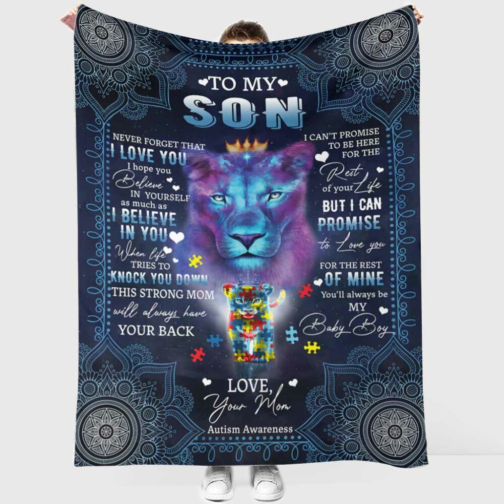 Autism Awareness To My Son Lion - Flannel Blanket - Owl Ohh - Owl Ohh