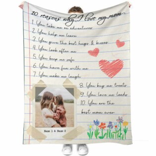 Family 10 Reasons Why I Love You Custom Photo Personalized - Flannel Blanket - Owl Ohh - Owl Ohh