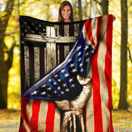 Jesus American Flag Christian - Flannel Blanket - Owl Ohh - Owl Ohh