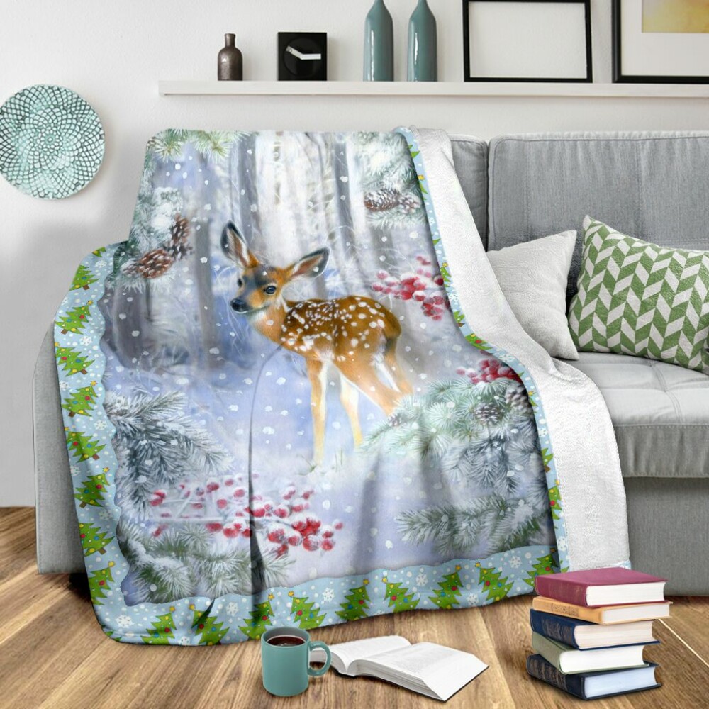 Hunting Deer Christmas Hunting - Flannel Blanket - Owl Ohh - Owl Ohh