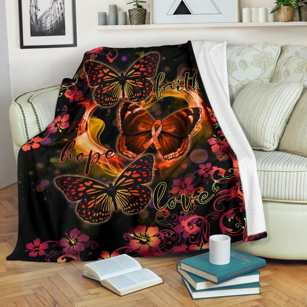 Faith Hope Love Multiple Sclerosis Awareness Flannel Blanket 0622 715 - Owl Ohh