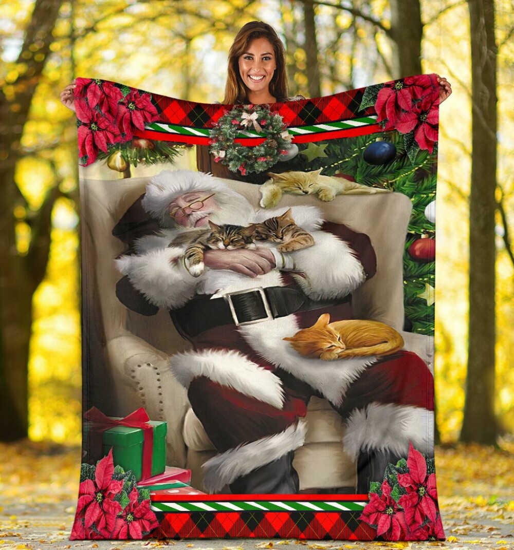 Cat All I Want For Christmas Is A Nap Cat - Flannel Blanket - Owl Ohh - Owl Ohh