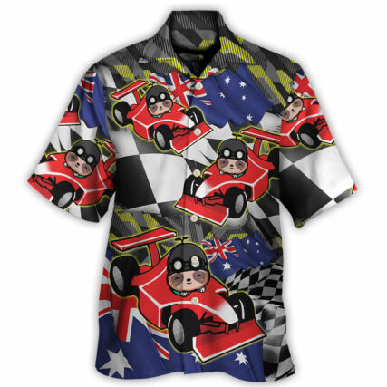 Sloth Racing Formula One Car Racing Australian Vibe - Hawaiian Shirt - Owl Ohh for men and women, kids - Owl Ohh