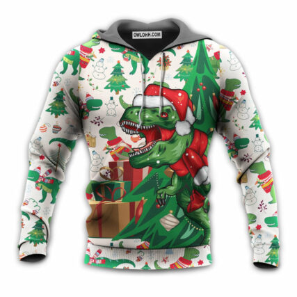 Christmas Dinosaurs Xmas Tree T-rex Merry Rexmas - Hoodie - Owl Ohh - Owl Ohh