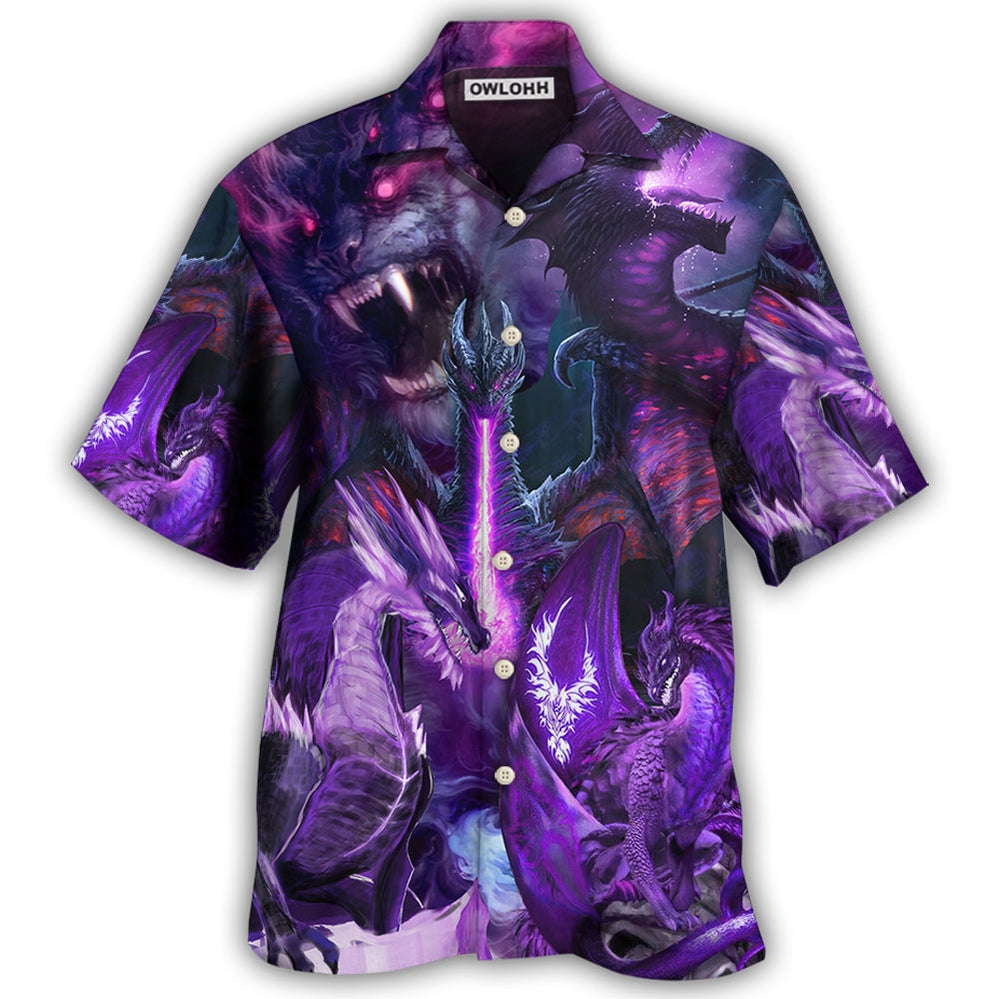 Dragon Dark Purple Lightning Art Style - Hawaiian Shirt - Owl Ohh - Owl Ohh