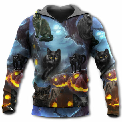 Halloween Black Cat Dark Night Style - Hoodie - Owl Ohh - Owl Ohh