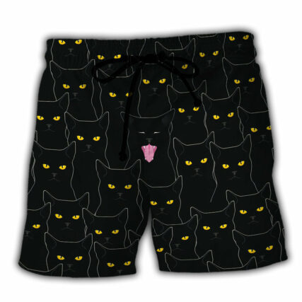 Black Cat Lovely Looking At You - Beach Short - Owl Ohh - Owl Ohh