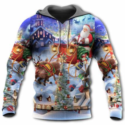 Christmas Rudolph Santa Claus Reindeer Gift Light Art Style - Hoodie - Owl Ohh - Owl Ohh