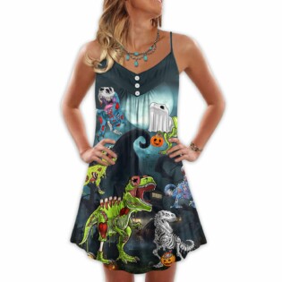 Halloween Zombie Saurus Scary - V-neck Sleeveless Cami Dress - Owl Ohh - Owl Ohh