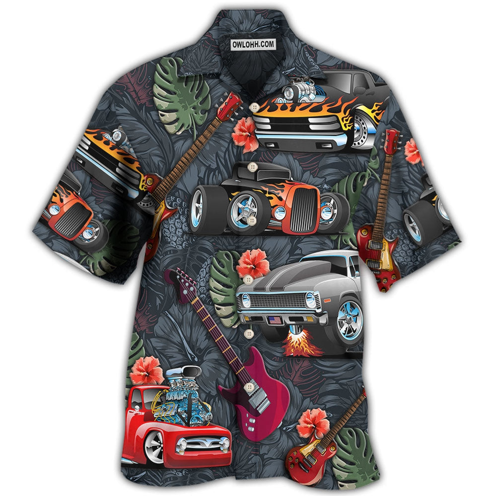 Hot Rod Guitar I Like Hot Rods And Guitars - Hawaiian Shirt - Owl Ohh - Owl Ohh