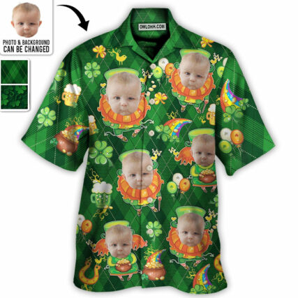 ST Patrick's Day Lucky Coin Shamrock Art Funny Custom Photo - Hawaiian Shirt - Personalized Photo Gifts for men and women, kids - Owl Ohh