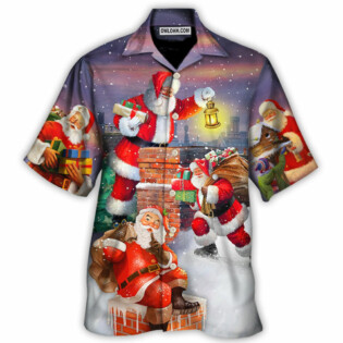 Christmas Having Fun With Santa Claus Gift For Xmas Art Style - Hawaiian Shirt - Owl Ohh for men and women, kids - Owl Ohh