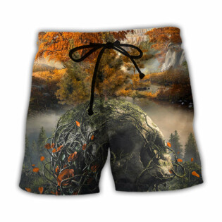 Skull Into The Forest I Go Hiking Lover Camping - Beach Short - Owl Ohh - Owl Ohh