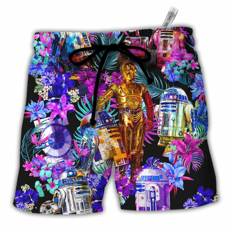 Special Star Wars R2-D2 With Friends Synthwave - Beach Short - Owl Ohh-Owl Ohh