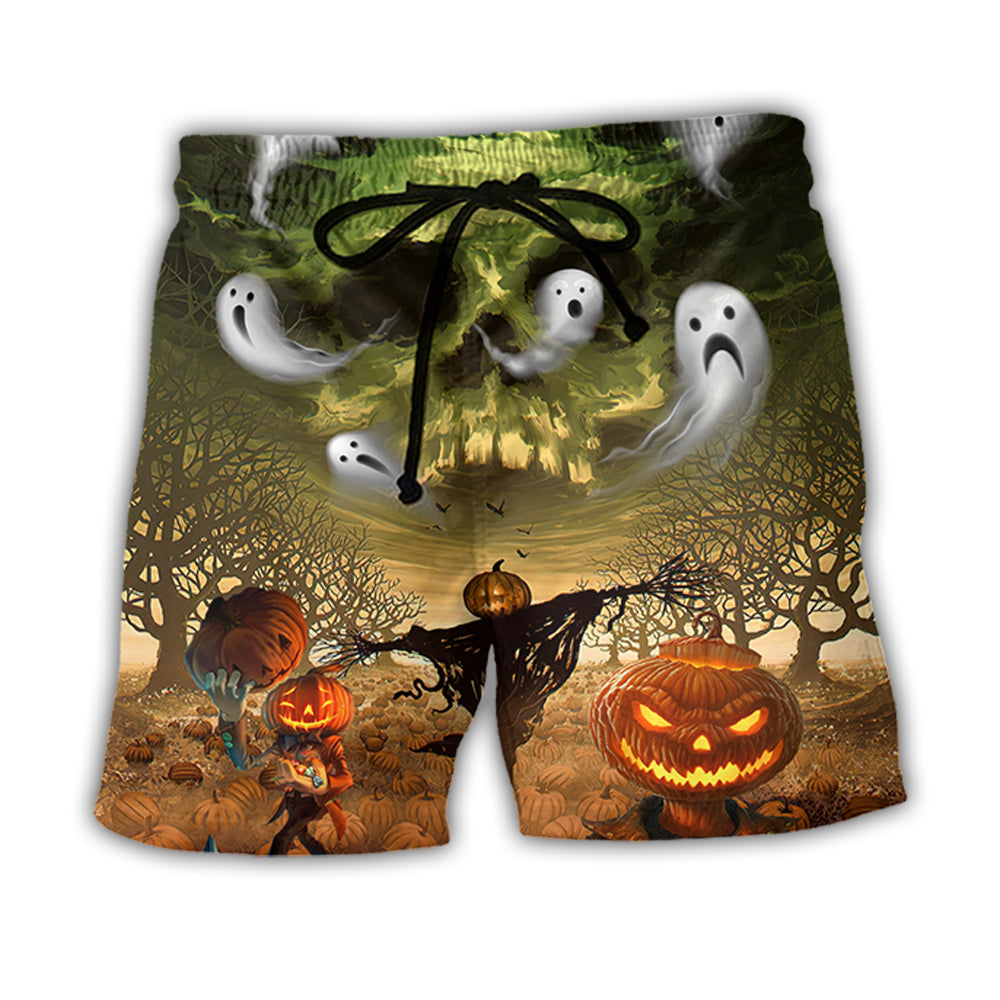 Halloween Pumpkin Crazy Ghost Style - Beach Short - Owl Ohh - Owl Ohh