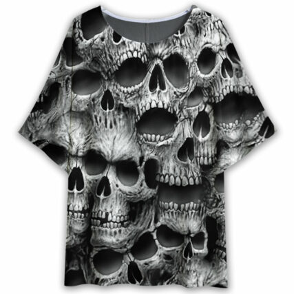Skull No Fear No Pain Black - Women's T-shirt With Bat Sleeve - Owl Ohh - Owl Ohh
