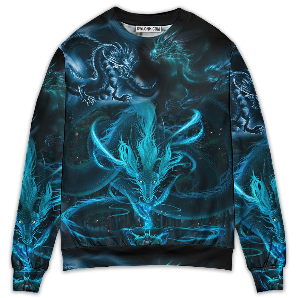 Dragon Blue Lighting And The Witch - Sweater - Ugly Christmas Sweaters - Owl Ohh - Owl Ohh
