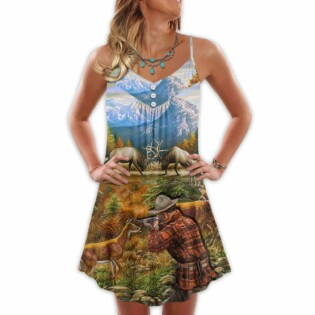 Hunting Deer Cool Art Style - V-neck Sleeveless Cami Dress - Owl Ohh - Owl Ohh