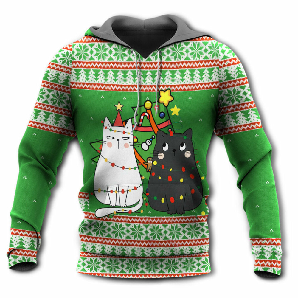 Cat Wreck The Tree Meowy Christmas - Hoodie - Owl Ohh - Owl Ohh