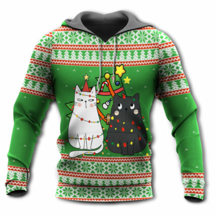 Cat Wreck The Tree Meowy Christmas - Hoodie - Owl Ohh - Owl Ohh