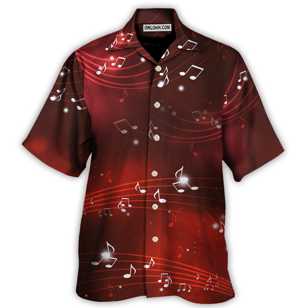 Music Musical Notes And Blurry Lights On Dark Red - Hawaiian Shirt - Owl Ohh - Owl Ohh