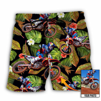 Motocross Tropical Flower Custom Photo - Beach Short - Owl Ohh - Owl Ohh