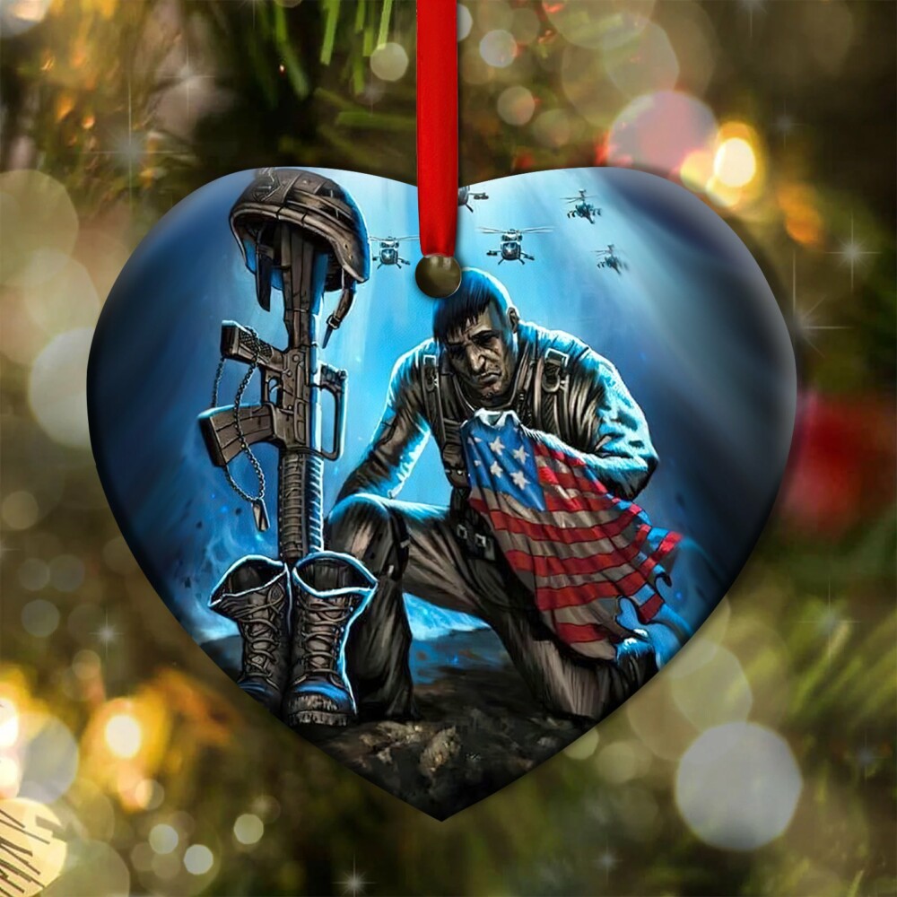 Veteran God Bless America Eagle USA Flag Vintage - Heart Ornament - Owl Ohh - Owl Ohh