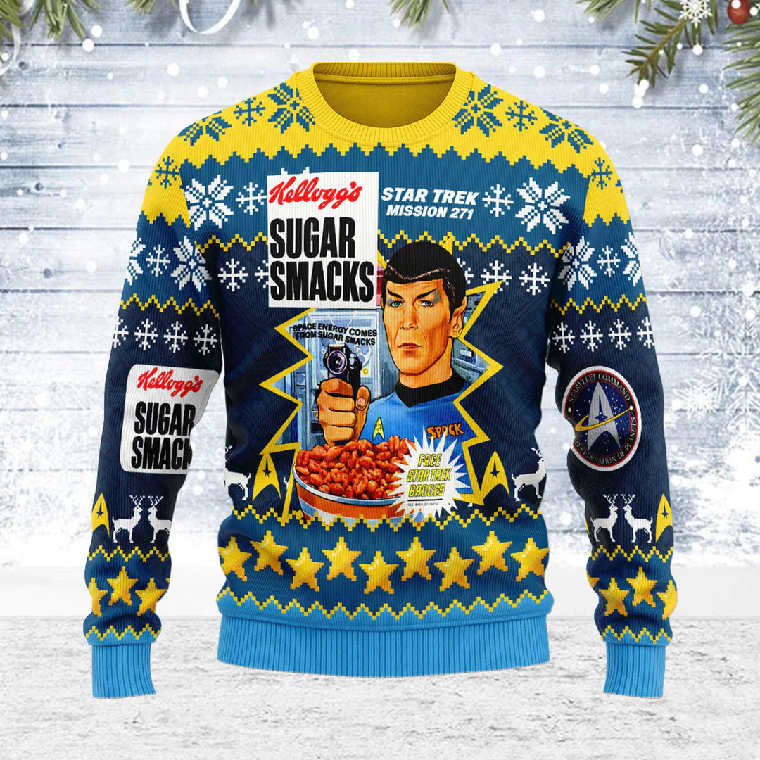 Star Trek Mission 271 Sugar Smacks - Ugly Christmas Sweater - OwlOhh-Owl Ohh