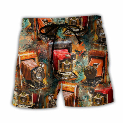 Camera Vintage Old Retro Film Camera - Beach Short - Owl Ohh - Owl Ohh