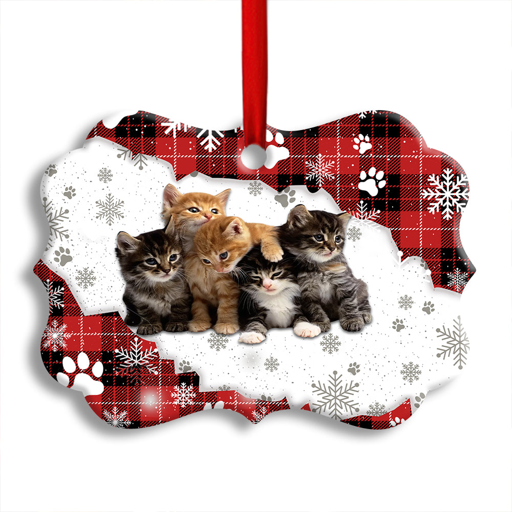 Christmas Cat Loves Snow - Horizontal Ornament - Owl Ohh - Owl Ohh